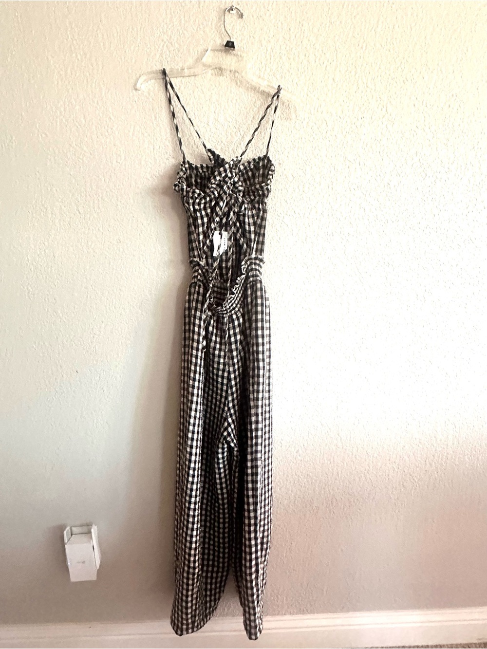 Gingham SWide-Leg Jumpsuit - Black & White - Picture 12 of 15